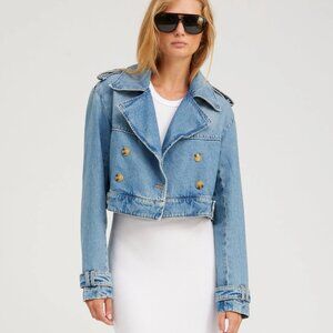 SPRWMN PARADIS CROPPED DENIM TRENCH